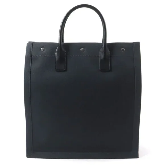 Saint Laurent Paris Rive Gauche N S Canvas Leather Tote Bag Dark Gray - Picture 3 of 12